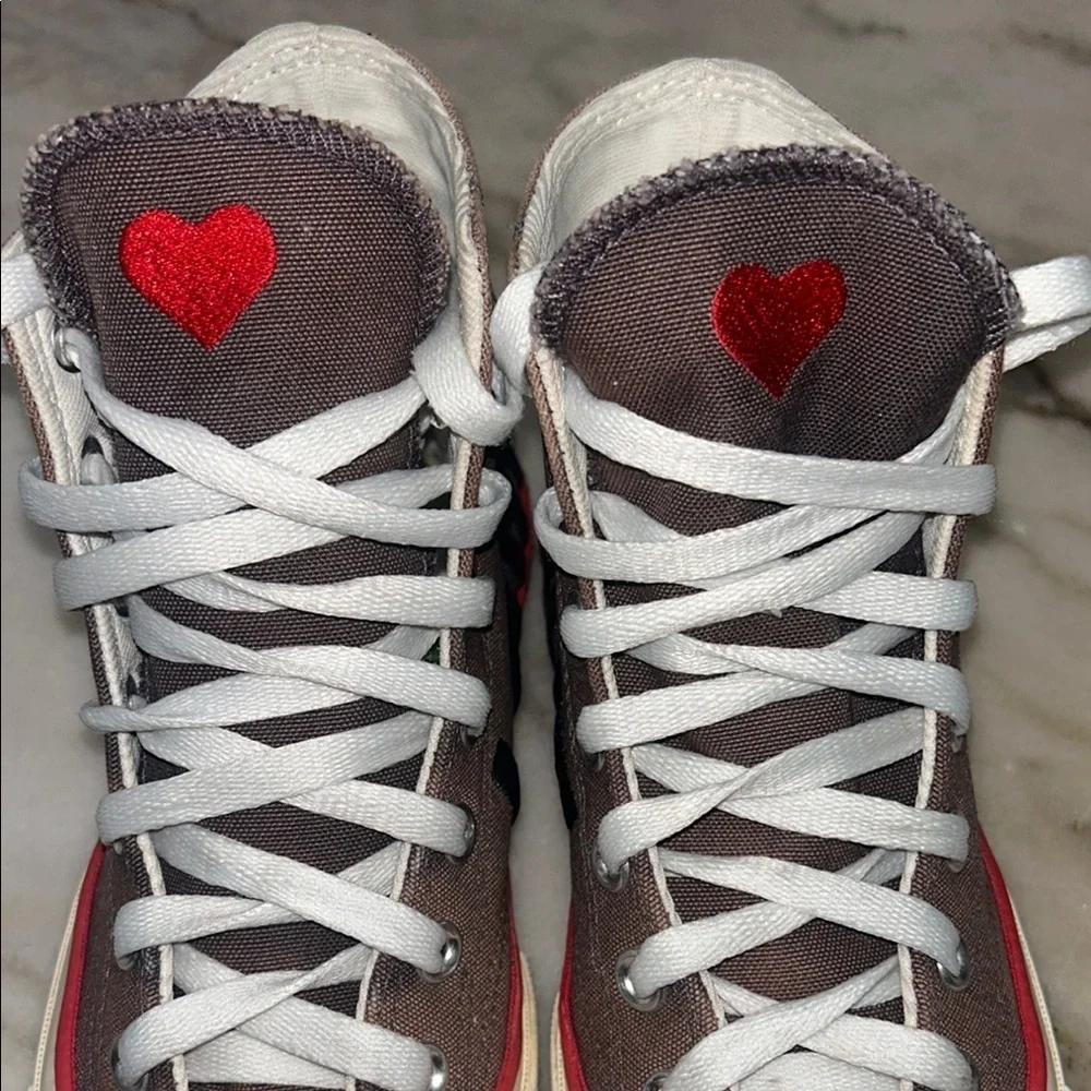 Converse Red and Brown High-Top Sneakers with Iconic Style - Picture 5 of 10